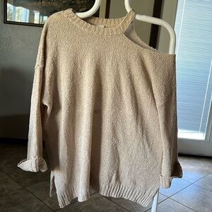 Women’s day trip sweater, cream/light brown, xl, off the shoulder